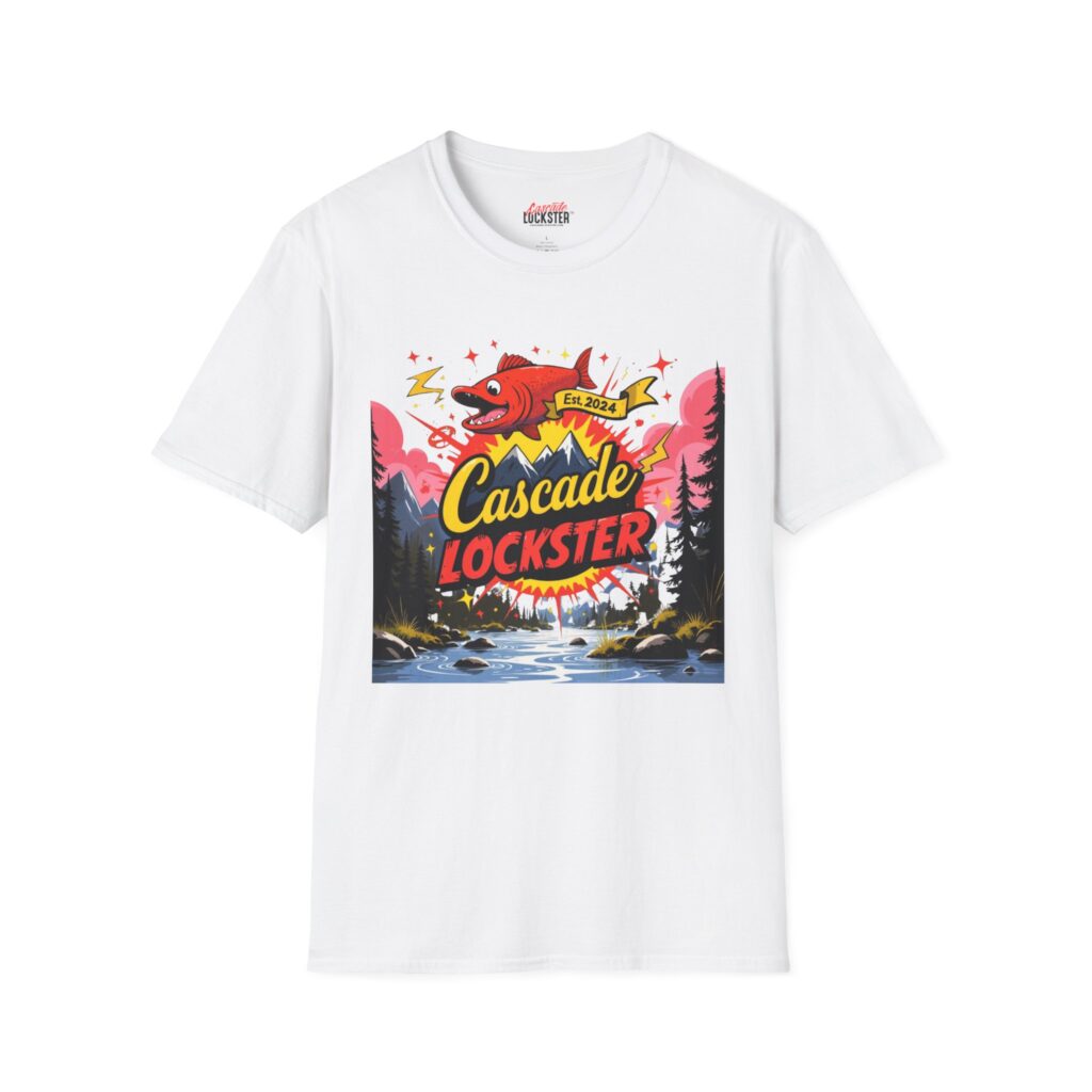 Cascade Lockster Est 2024 Vintage Graphic T-Shirt, Unisex Softstyle Tee, Outdoor Adventure Shirt, Nature Lover Gift, Fishing T-Shirt, Retro Style Top