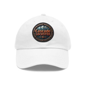 Rustic Leather Patch Hat, Rustic Lockster Logo, Casual Vintage Cap, Outdoor Adventure Gift, Father's Day Accessory, Unisex Hiking Headwear