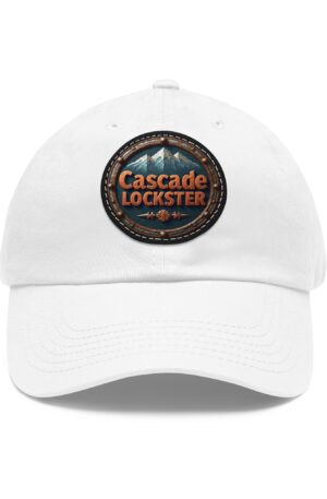 Rustic Leather Patch Hat, Rustic Lockster Logo, Casual Vintage Cap, Outdoor Adventure Gift, Father's Day Accessory, Unisex Hiking Headwear