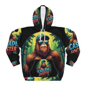 Cascade Lockster Bigfoot Hoodie - Unisex Pullover with Vintage Forest Design