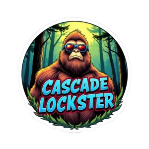 Fun Cascade Lockster Kiss-Cut Cool 😎 Bigfoot Stickers for Laptop, Water Bottle, Scrapbooking, Unique Gifts, Nature Lovers, Outdoorsy Decor