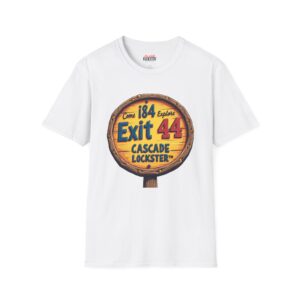 Unisex Softstyle T-Shirt with Cascade Lockster Design, Fun Exit 44 Tee, Casual Wear, Gift for Adventurers, Travel Enthusiast Shirt