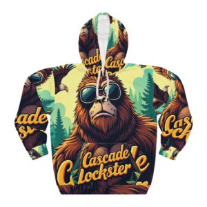Cascade Lockster Bigfoot Hoodie - Unisex Pullover with Vintage Forest Design