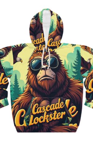 Cascade Lockster Bigfoot Hoodie - Unisex Pullover with Vintage Forest Design