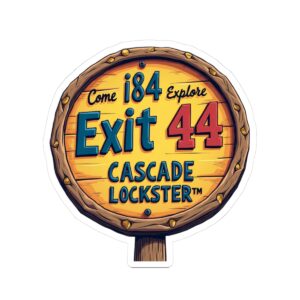Rustic Kiss-Cut Stickers: Whimsical Exit 44 Sign for Travel Lovers, Laptop Decals, Adventure Decor, Road Trip Gifts, Unique Merchandise