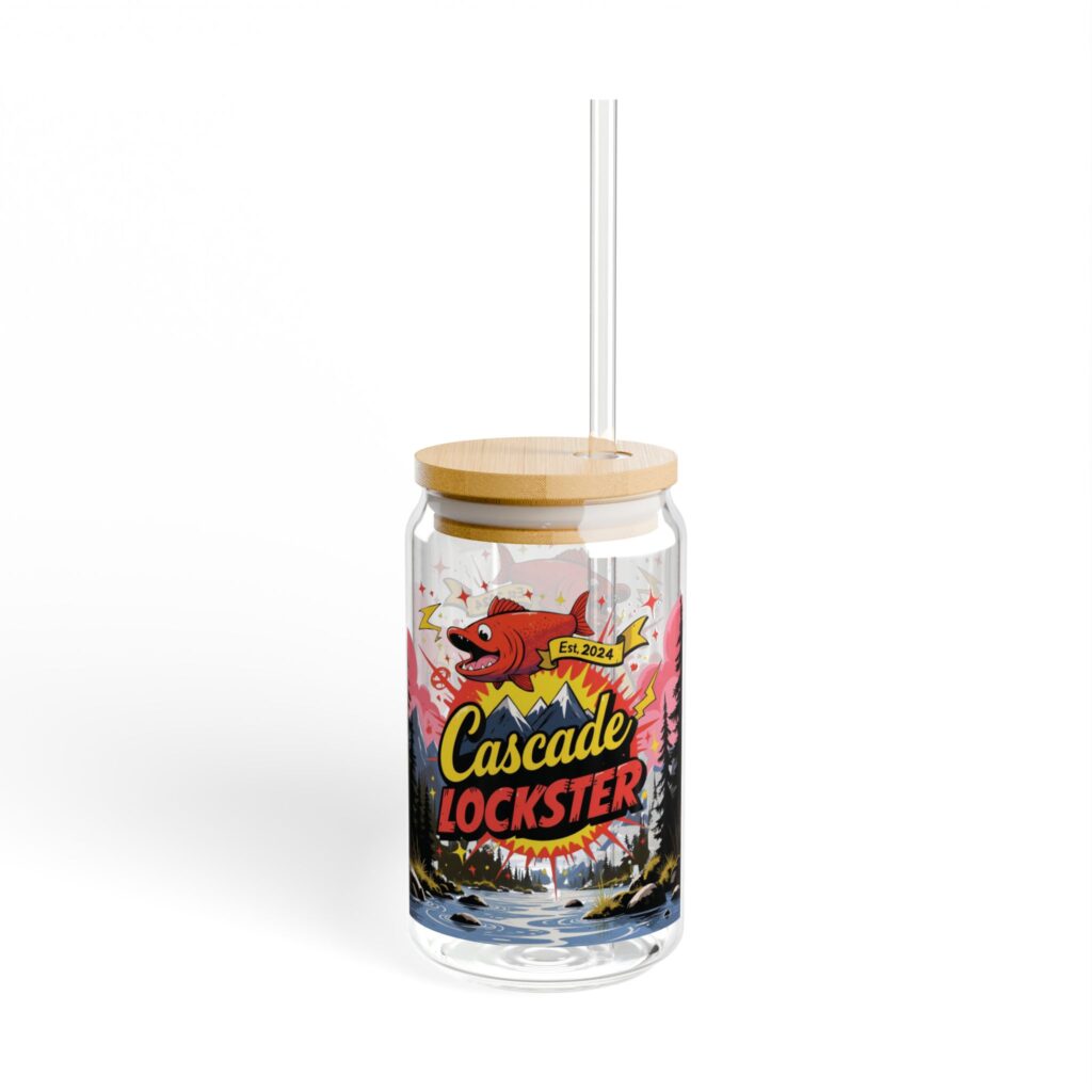 Cascade Lockster Sipper Glass, 16oz | Eco-Friendly Drinkware for Nature Lovers, Summer Outdoors, Camping, Gifts