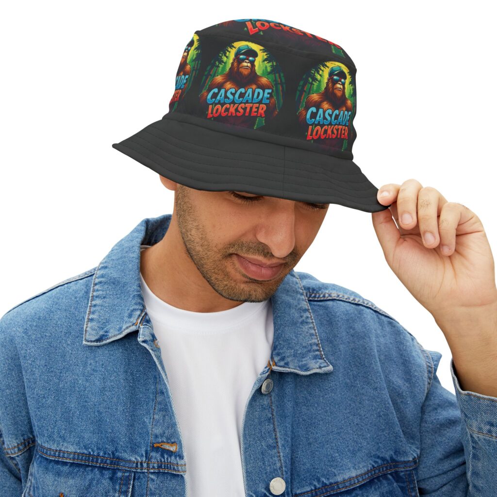 Colorful Retro Cascade Lockster Bigfoot Bucket Hat - Stylish Summer Accessory for Festivals, Beach Days, Gift for Him/Her