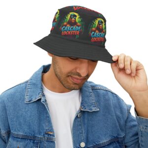 Colorful Retro Cascade Lockster Bigfoot Bucket Hat - Stylish Summer Accessory for Festivals, Beach Days, Gift for Him/Her