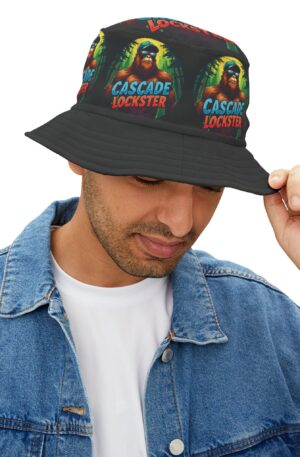 Colorful Retro Cascade Lockster Bigfoot Bucket Hat - Stylish Summer Accessory for Festivals, Beach Days, Gift for Him/Her