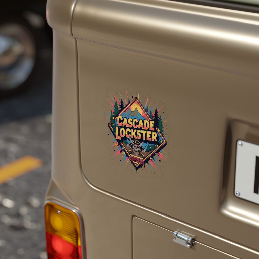 Outdoor Adventure Sticker, Cascade Lockster Design, Camping Gear, Car Decal, Travel Memento, Nature Enthusiast Decor
