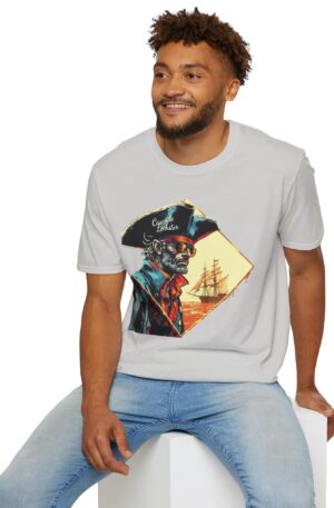 Captain Lockster Pirate Graphic T-Shirt - Unisex Softstyle Tee for Adventure Lovers, Nautical Themed Gift, Casual Wear, Pirate Parties, Costume