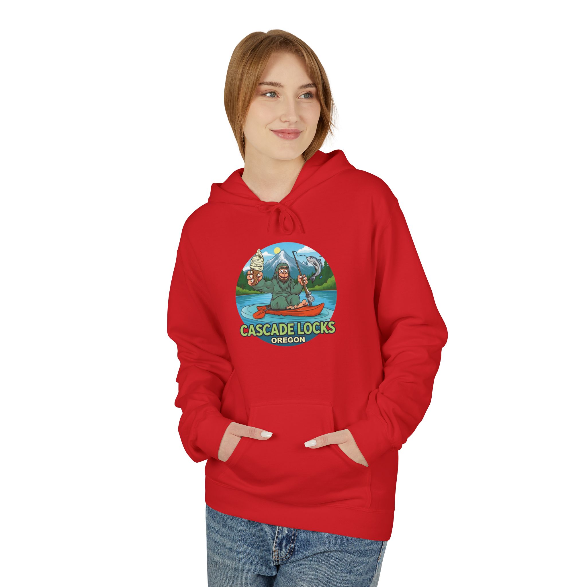 Sammy Sasquatch Cascade Locks Adventure Hoodie | Unisex Midweight Fleece | Great for Outdoor Enthusiasts, Fishing Trips, Travel, Gifts, Casual Wear - Image 55