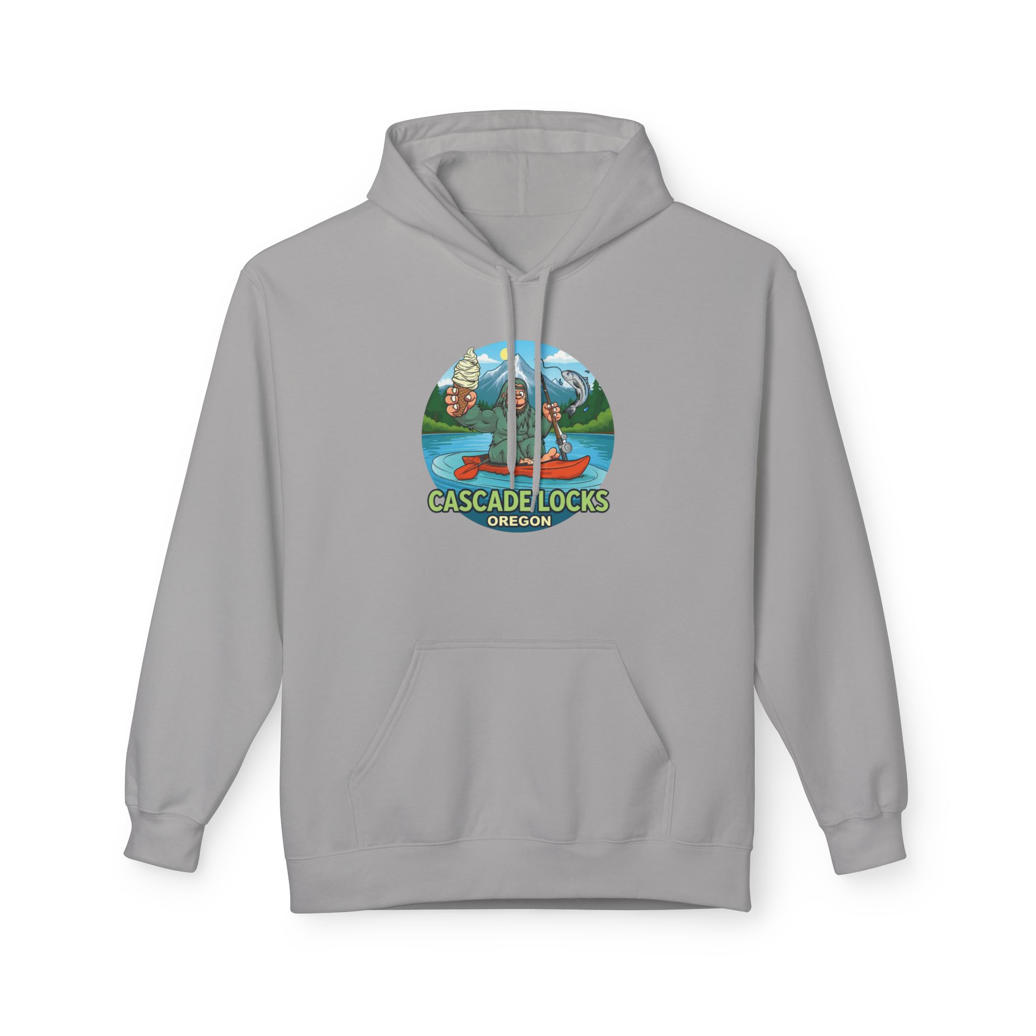 Sammy Sasquatch Cascade Locks Adventure Hoodie | Unisex Midweight Fleece | Great for Outdoor Enthusiasts, Fishing Trips, Travel, Gifts, Casual Wear - Image 5