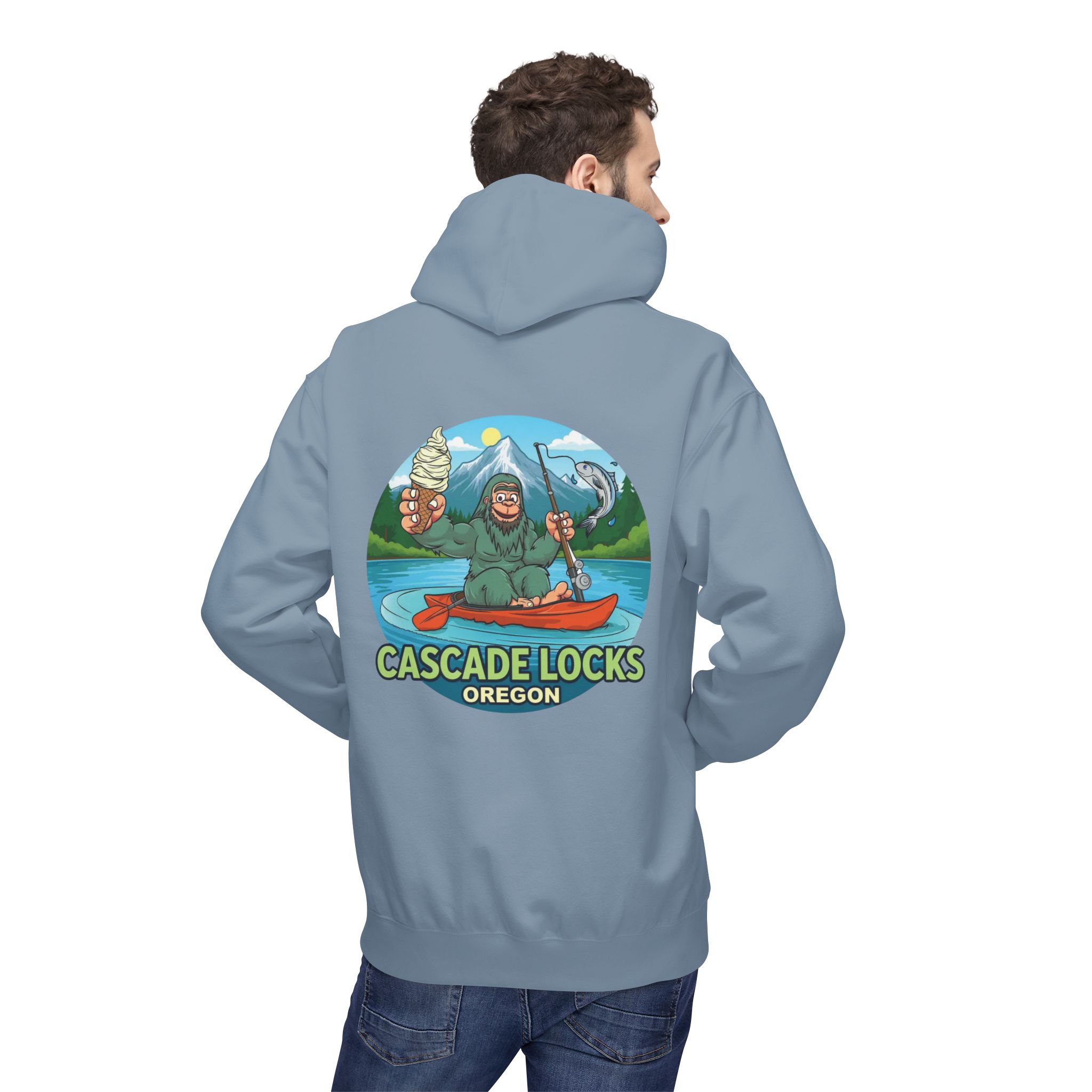 Sammy Sasquatch Cascade Locks Adventure Hoodie | Unisex Midweight Fleece | Great for Outdoor Enthusiasts, Fishing Trips, Travel, Gifts, Casual Wear - Image 40