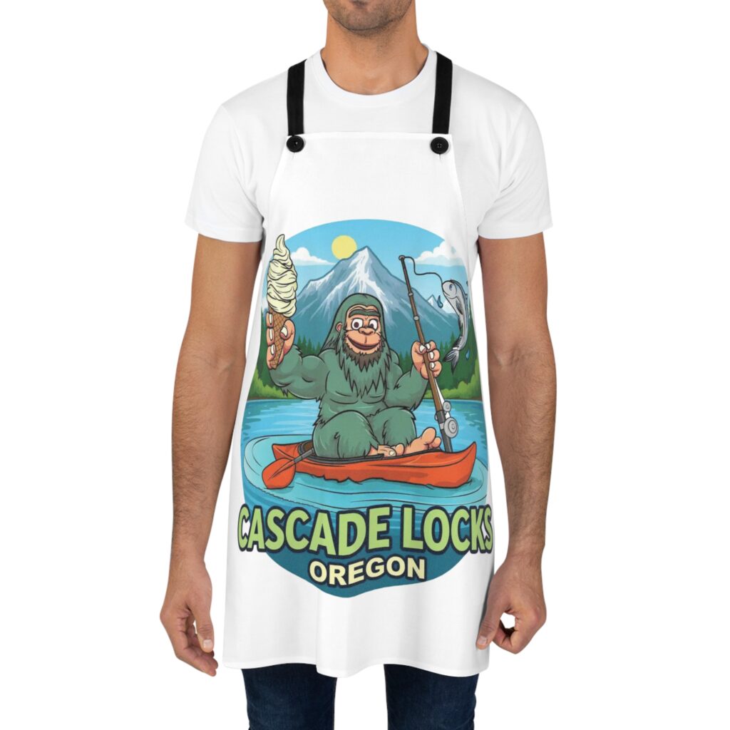 Sammy Sasquatch - Cascade Locks Oregon Apron, Outdoor Cooking Gift, Funny Chef Apron, Unique Grill Apron, Cascade Locks Souvenir