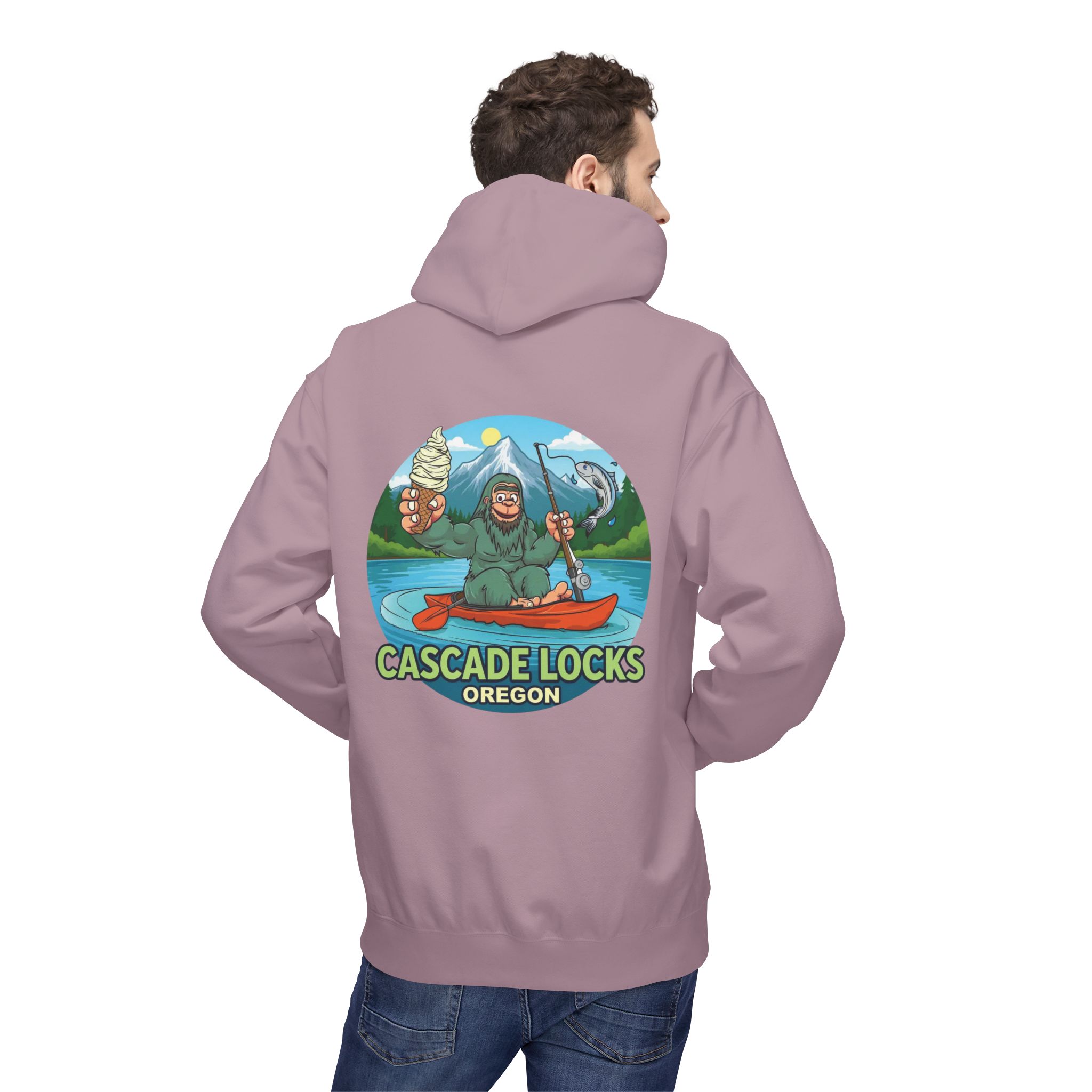 Sammy Sasquatch Cascade Locks Adventure Hoodie | Unisex Midweight Fleece | Great for Outdoor Enthusiasts, Fishing Trips, Travel, Gifts, Casual Wear - Image 48
