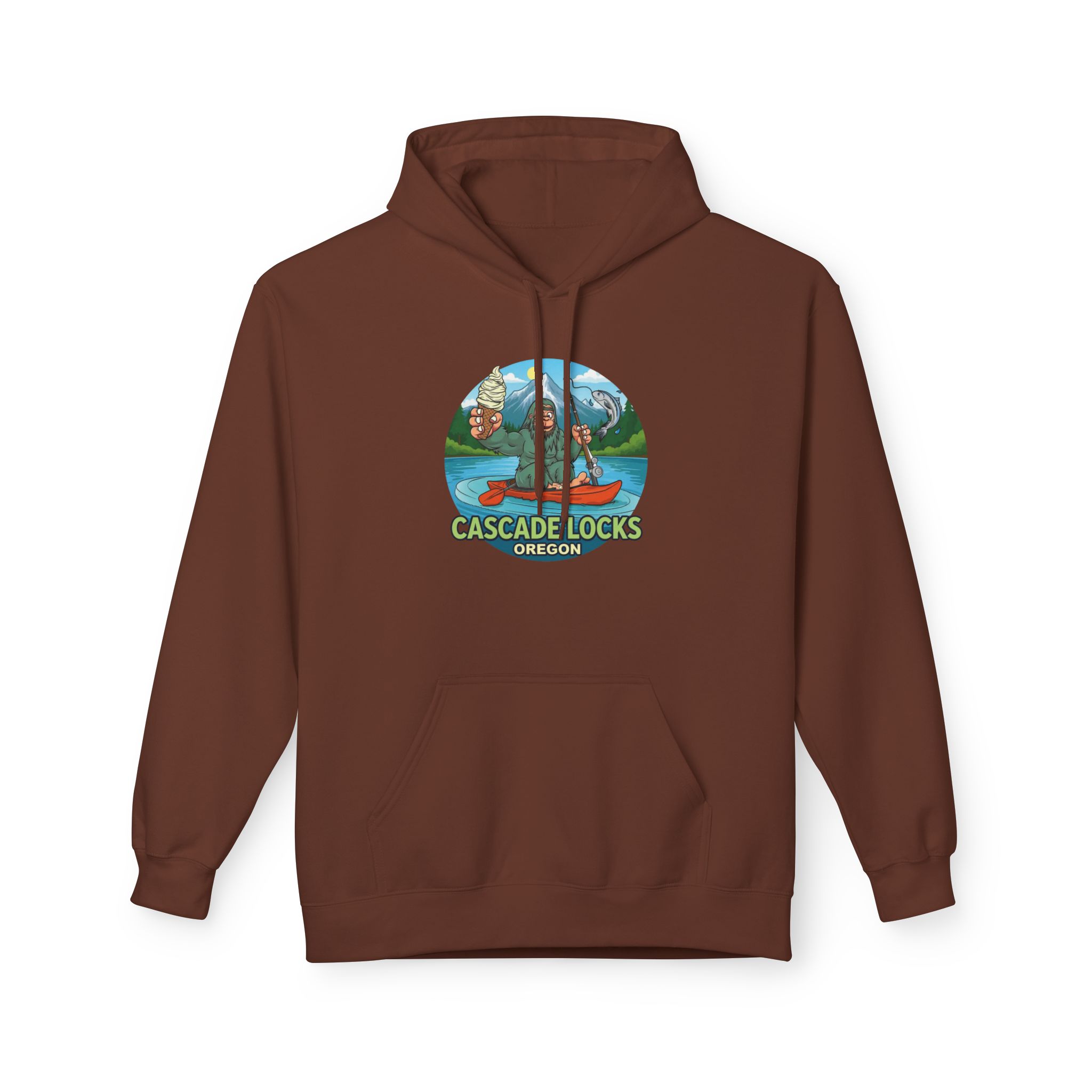 Sammy Sasquatch Cascade Locks Adventure Hoodie | Unisex Midweight Fleece | Great for Outdoor Enthusiasts, Fishing Trips, Travel, Gifts, Casual Wear - Image 9