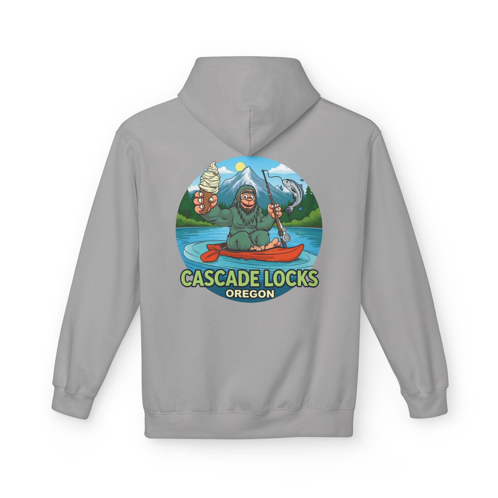 Sammy Sasquatch Cascade Locks Adventure Hoodie | Unisex Midweight Fleece | Great for Outdoor Enthusiasts, Fishing Trips, Travel, Gifts, Casual Wear - Image 6