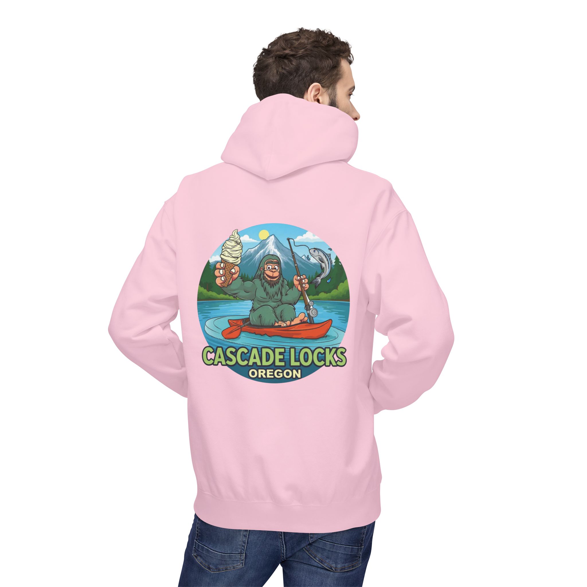 Sammy Sasquatch Cascade Locks Adventure Hoodie | Unisex Midweight Fleece | Great for Outdoor Enthusiasts, Fishing Trips, Travel, Gifts, Casual Wear - Image 44