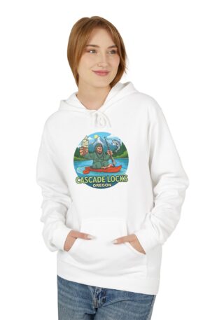 Sammy Sasquatch Cascade Locks Adventure Hoodie | Unisex Midweight Fleece | Great for Outdoor Enthusiasts, Fishing Trips, Travel, Gifts, Casual Wear