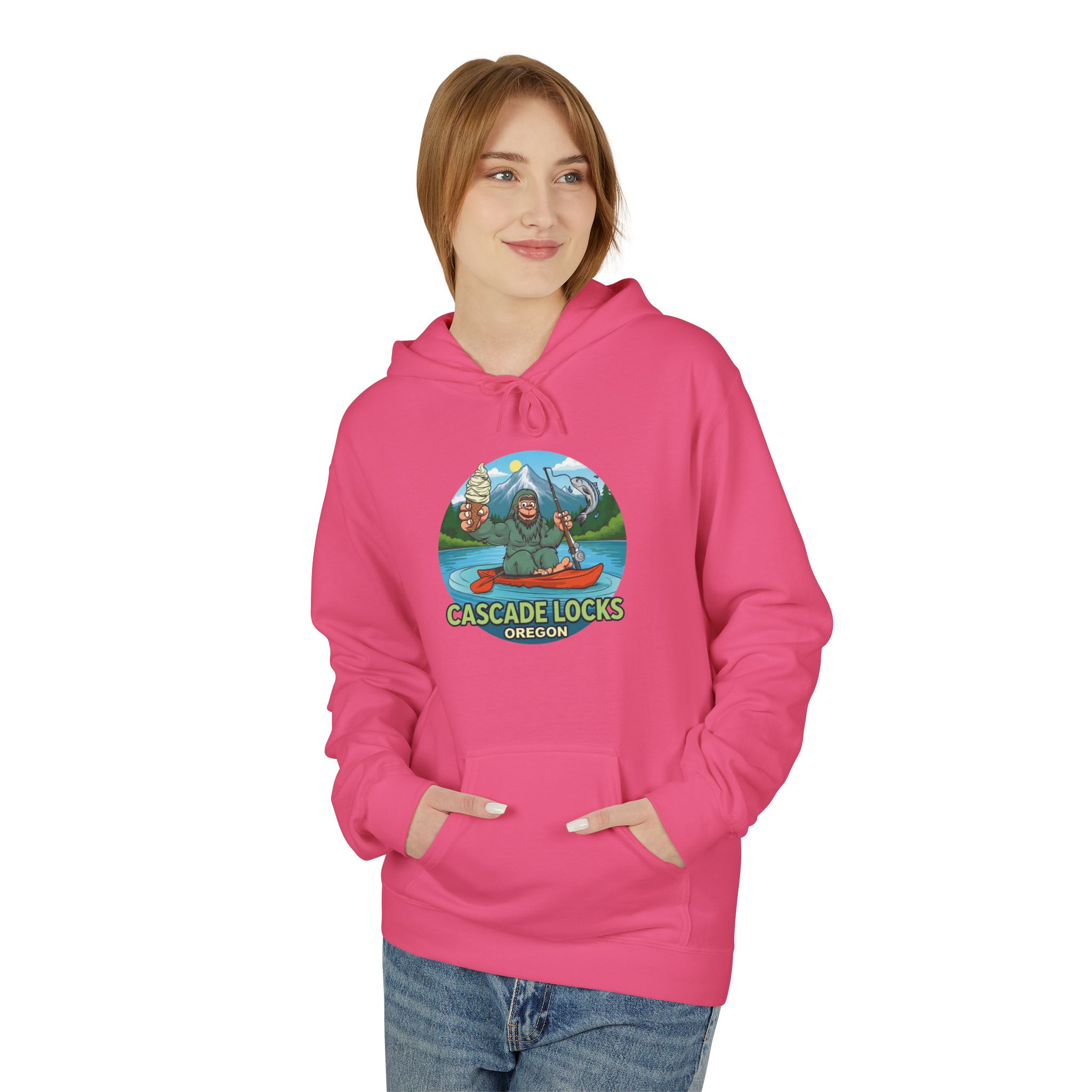 Sammy Sasquatch Cascade Locks Adventure Hoodie | Unisex Midweight Fleece | Great for Outdoor Enthusiasts, Fishing Trips, Travel, Gifts, Casual Wear - Image 51