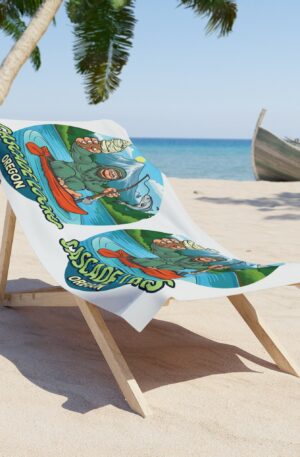 Sammy Sasquatch Cascade Locks Beach Towel - Fun Outdoor Summer Vibes, Camping Towels, Portable Picnic Accessory, Travel Gift, Water Sports Essential