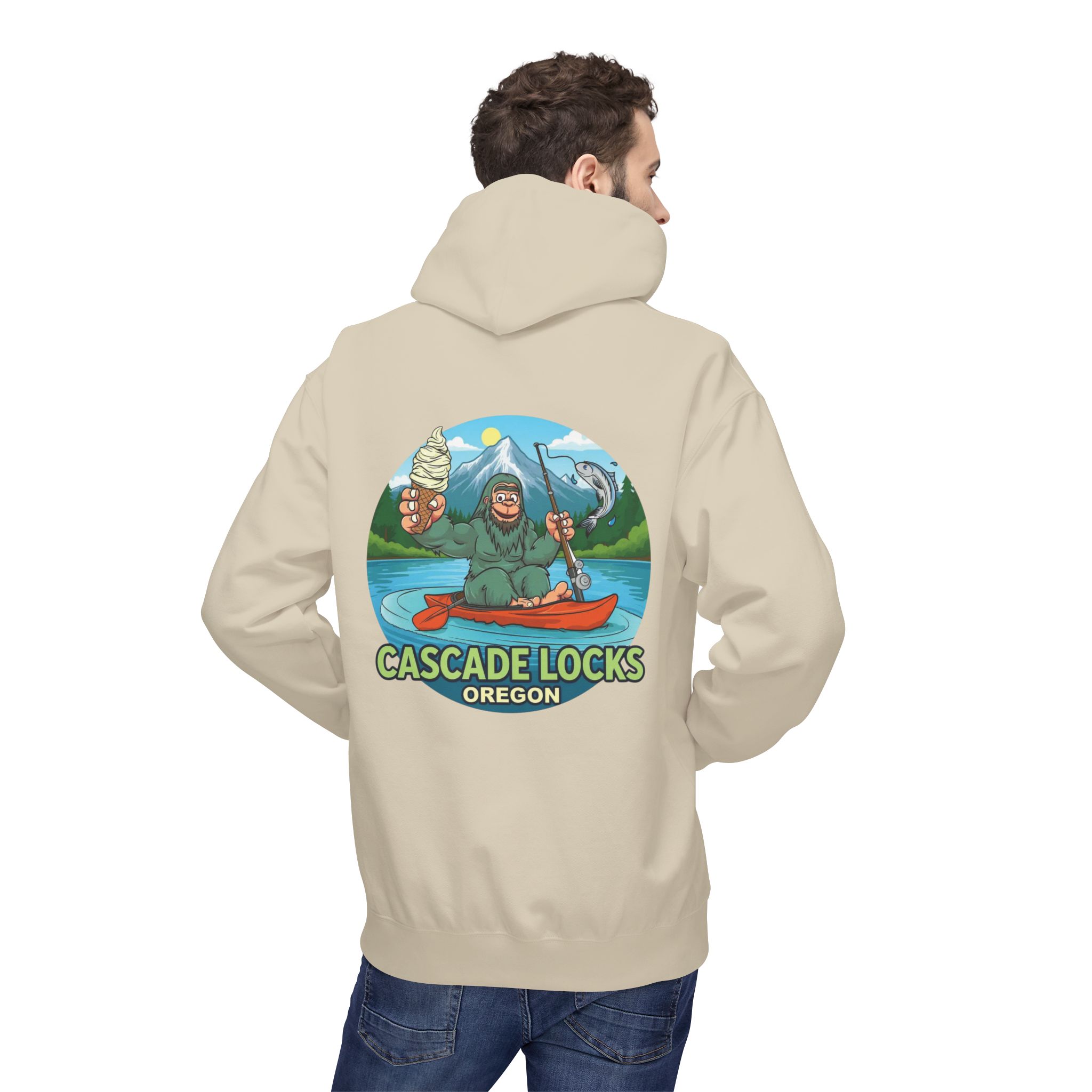 Sammy Sasquatch Cascade Locks Adventure Hoodie | Unisex Midweight Fleece | Great for Outdoor Enthusiasts, Fishing Trips, Travel, Gifts, Casual Wear - Image 20