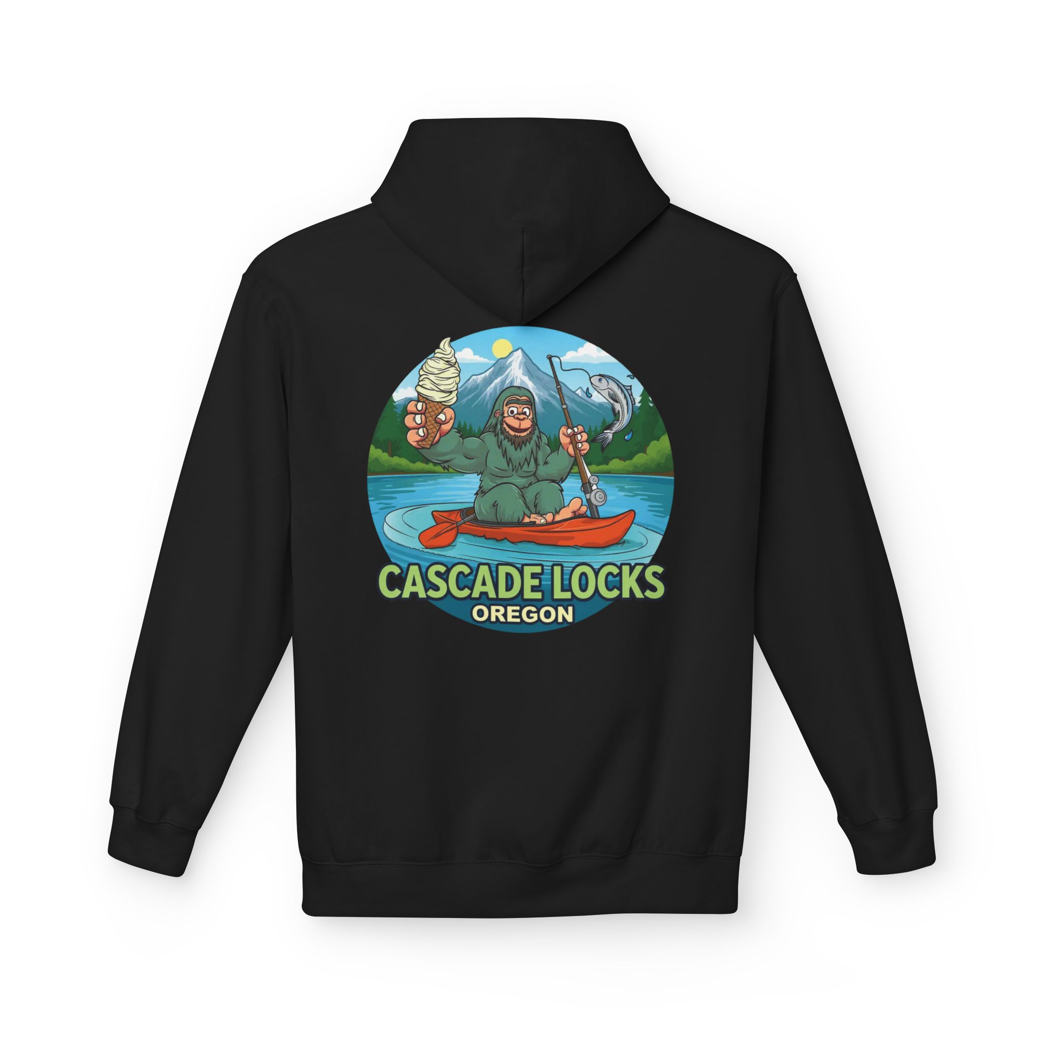 Sammy Sasquatch Cascade Locks Adventure Hoodie | Unisex Midweight Fleece | Great for Outdoor Enthusiasts, Fishing Trips, Travel, Gifts, Casual Wear - Image 14