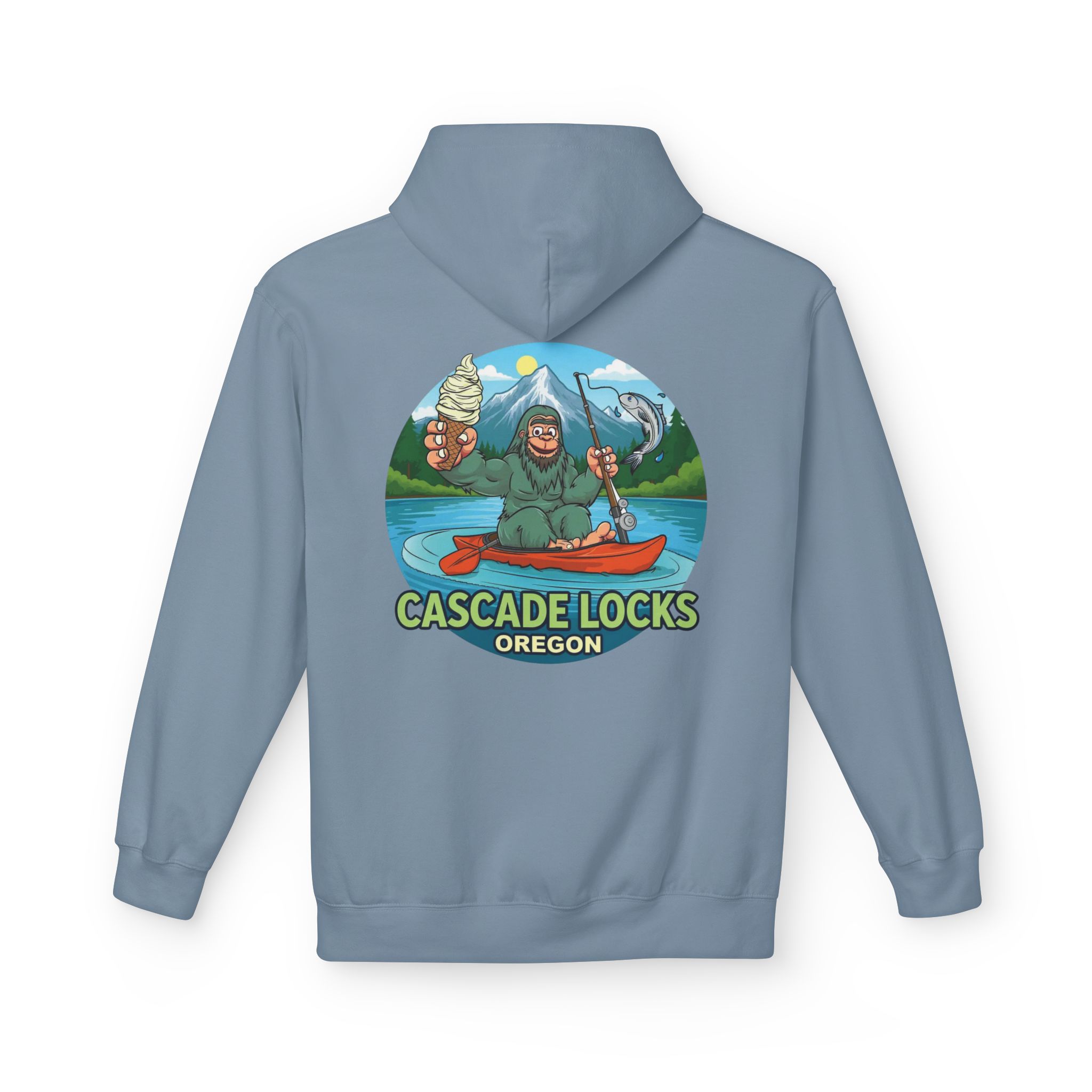 Sammy Sasquatch Cascade Locks Adventure Hoodie | Unisex Midweight Fleece | Great for Outdoor Enthusiasts, Fishing Trips, Travel, Gifts, Casual Wear - Image 38