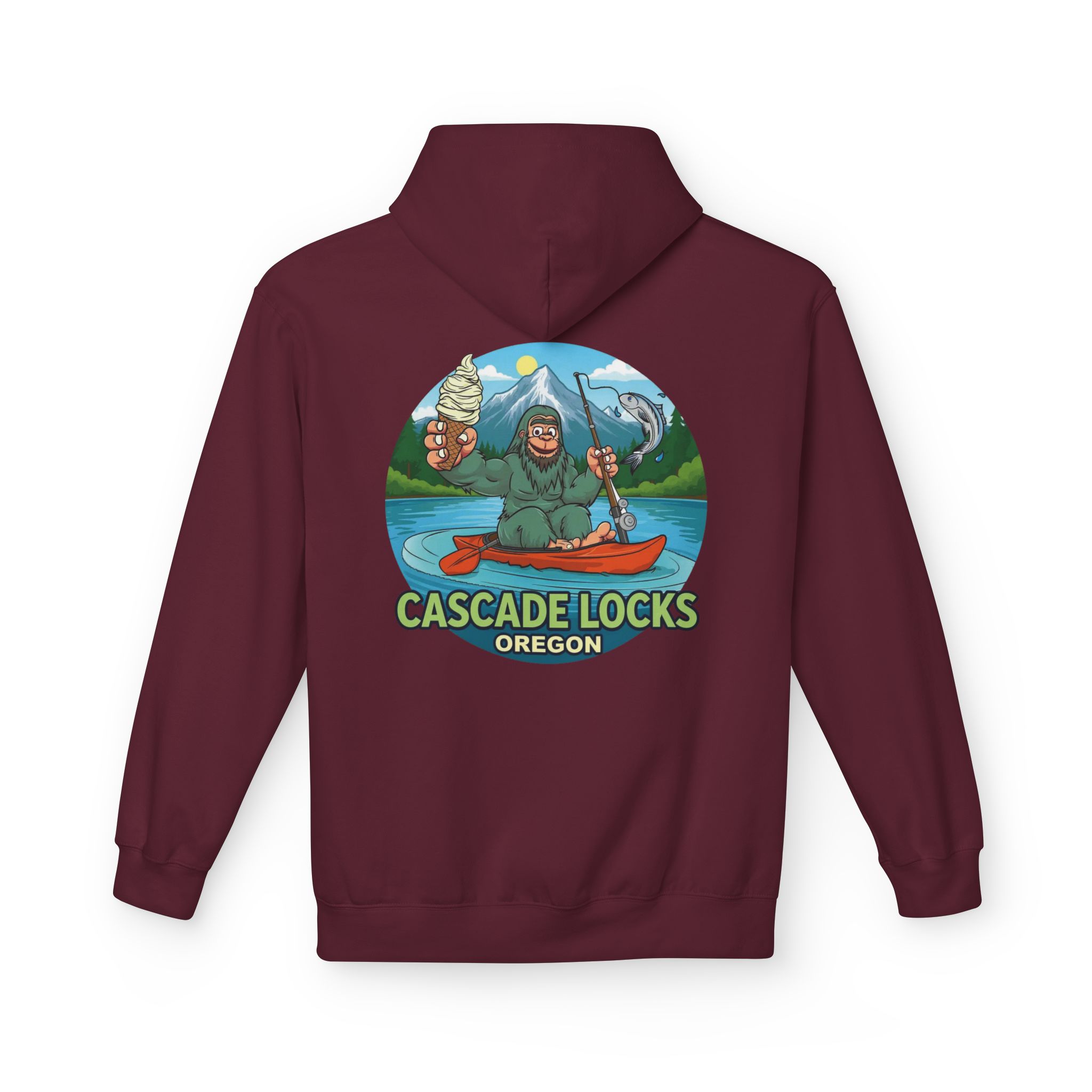 Sammy Sasquatch Cascade Locks Adventure Hoodie | Unisex Midweight Fleece | Great for Outdoor Enthusiasts, Fishing Trips, Travel, Gifts, Casual Wear - Image 26