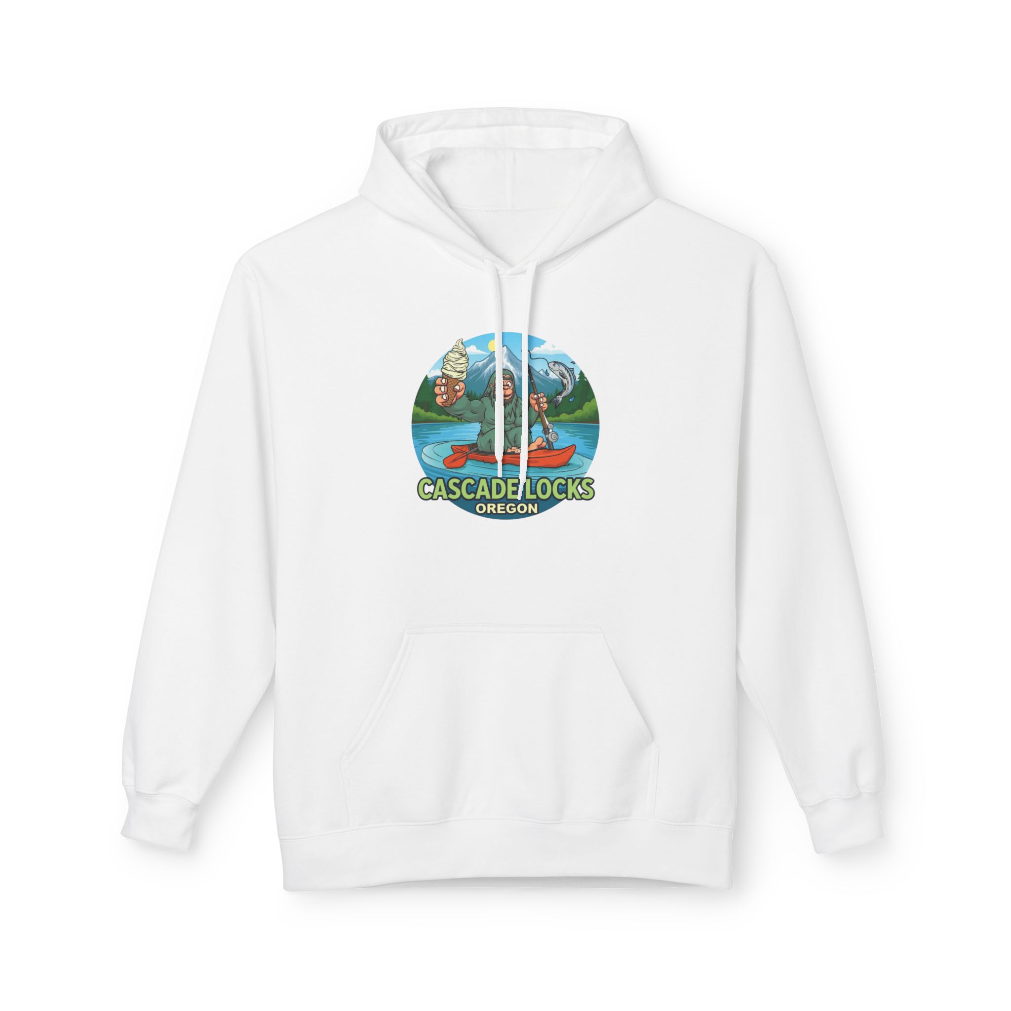 Sammy Sasquatch Cascade Locks Adventure Hoodie | Unisex Midweight Fleece | Great for Outdoor Enthusiasts, Fishing Trips, Travel, Gifts, Casual Wear - Image 2