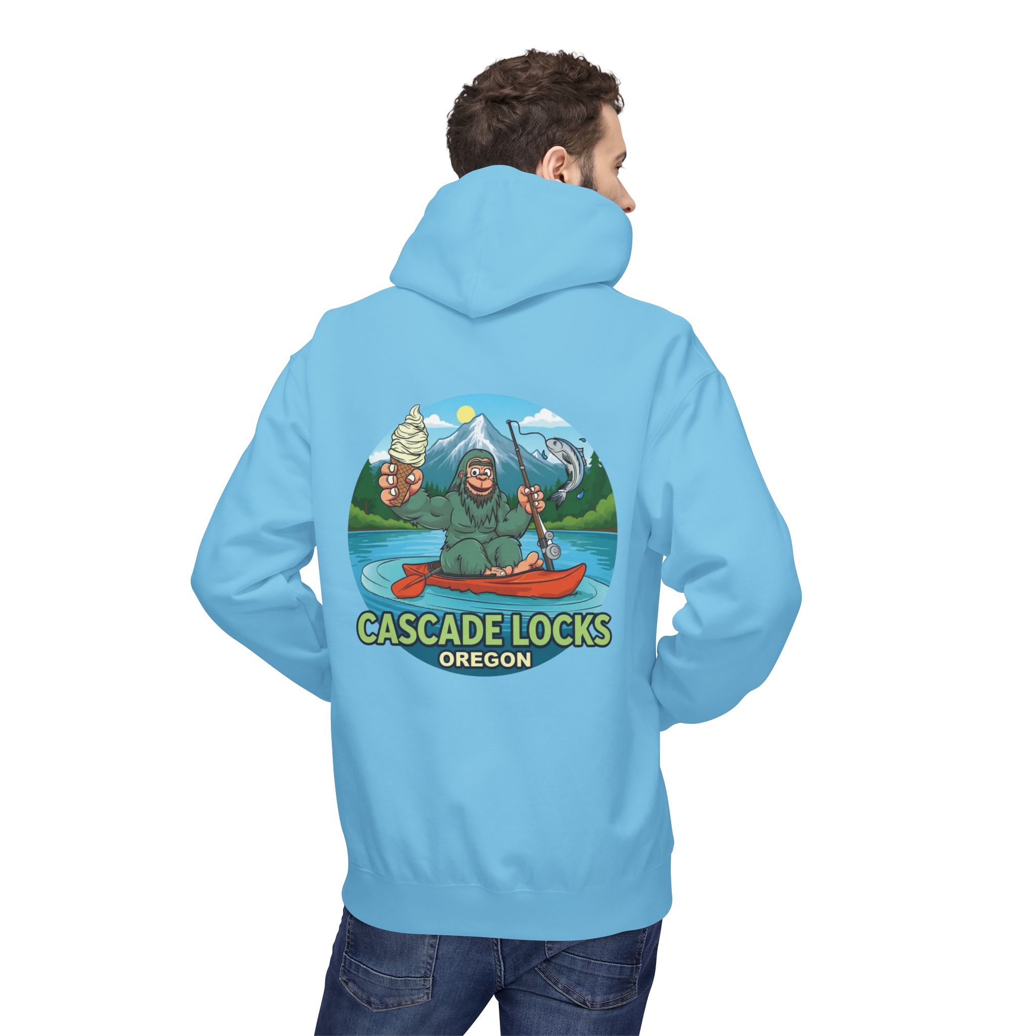 Sammy Sasquatch Cascade Locks Adventure Hoodie | Unisex Midweight Fleece | Great for Outdoor Enthusiasts, Fishing Trips, Travel, Gifts, Casual Wear - Image 36