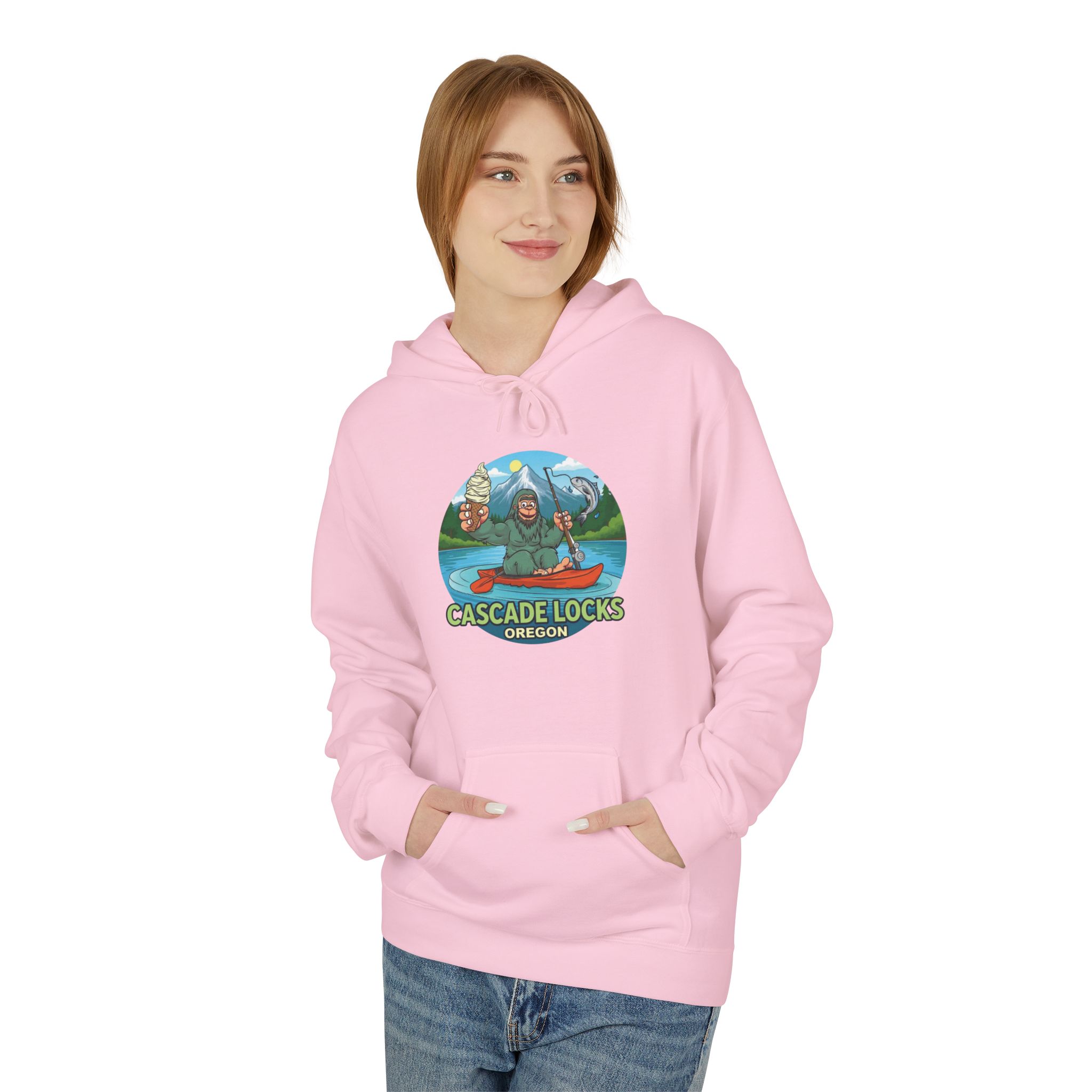 Sammy Sasquatch Cascade Locks Adventure Hoodie | Unisex Midweight Fleece | Great for Outdoor Enthusiasts, Fishing Trips, Travel, Gifts, Casual Wear - Image 43