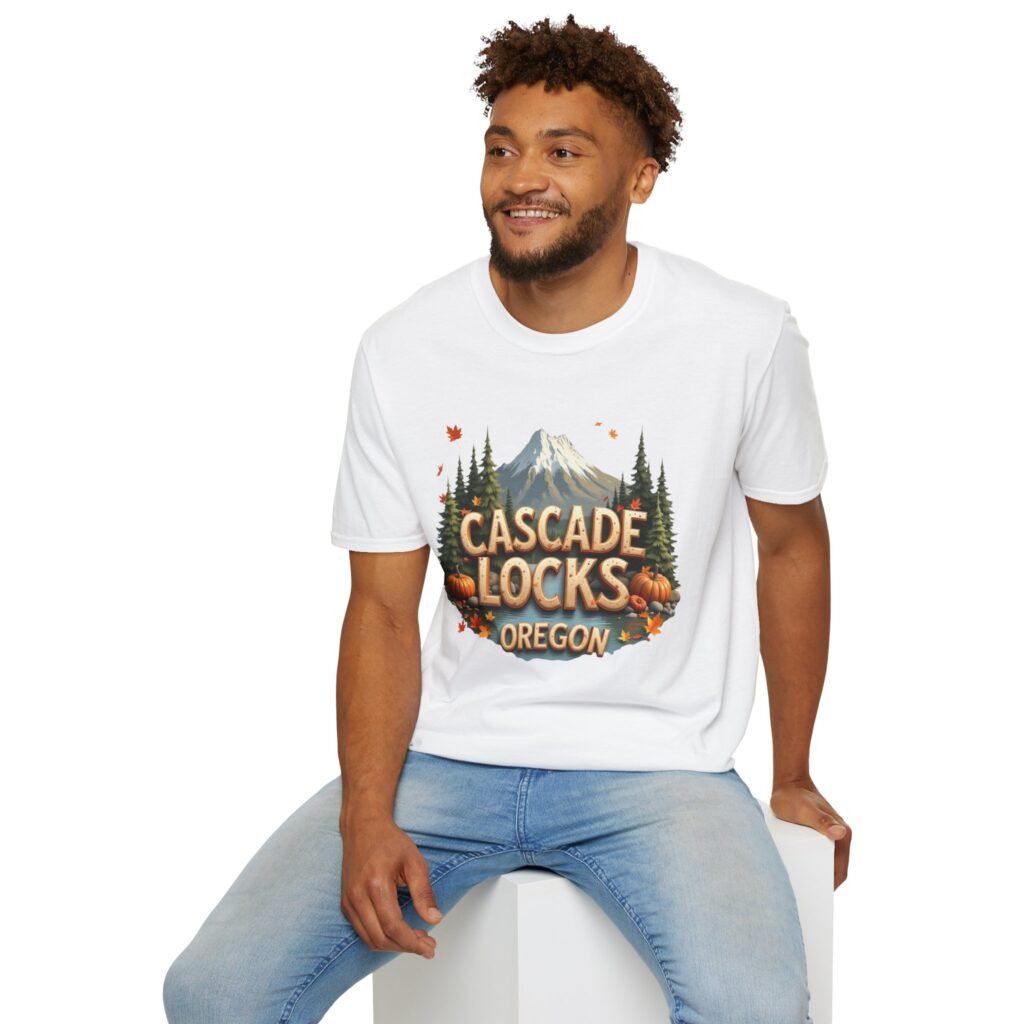 Cascade Locks Oregon (front side only print) Fall Season T-Shirt, Outdoor Adventure Tee, Fall Travel Shirt, Gifts for Nature Lovers, Unisex Graphic Tee