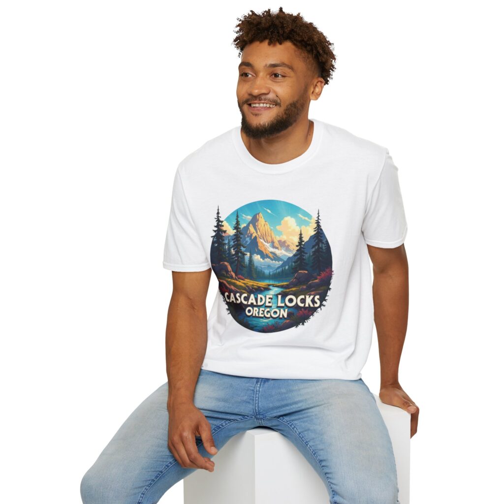 Nature-Inspired Cascade Locks T-Shirt | Unisex Softstyle Tee for Adventurers, Travel Souvenir, Outdoor Enthusiasts, Gift Idea