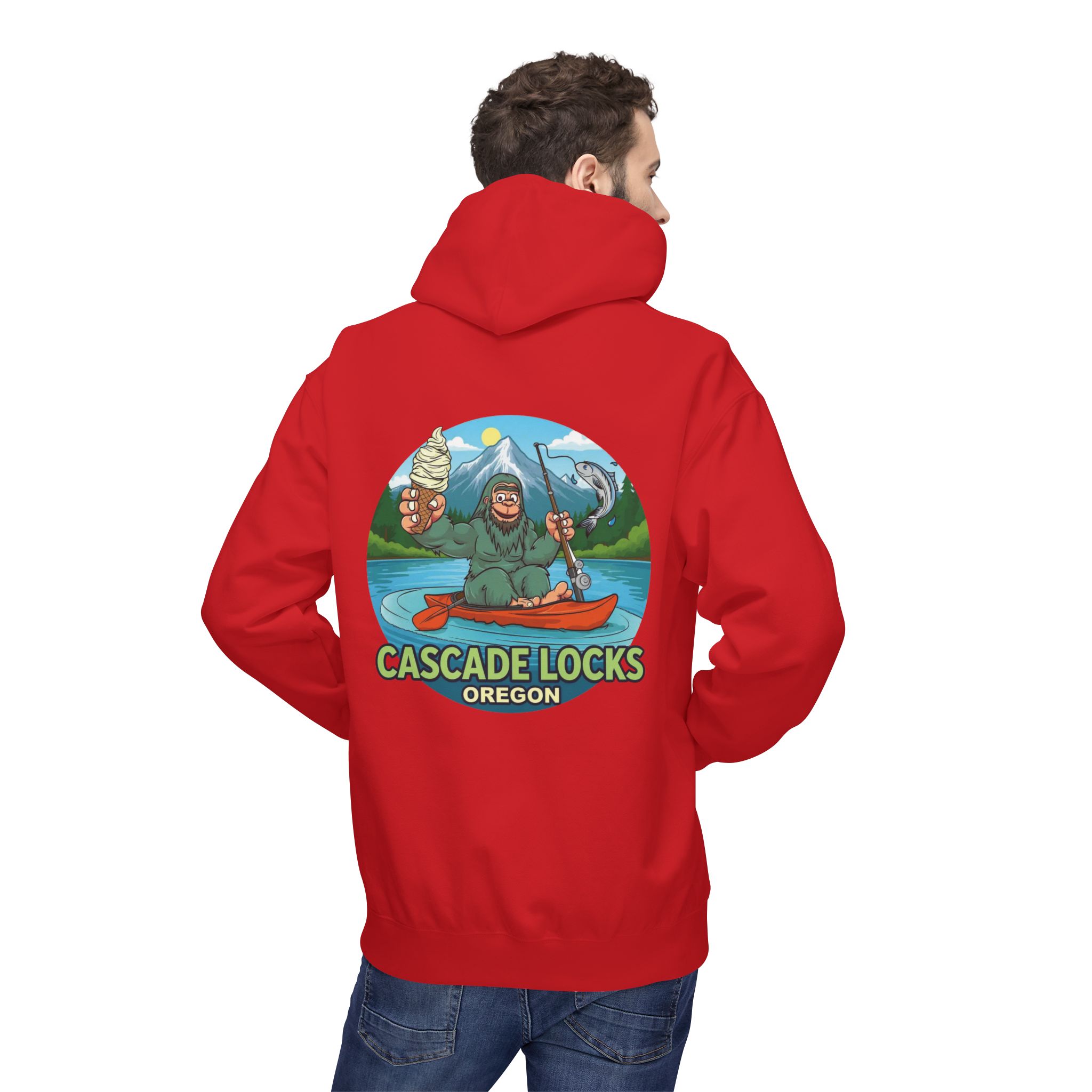 Sammy Sasquatch Cascade Locks Adventure Hoodie | Unisex Midweight Fleece | Great for Outdoor Enthusiasts, Fishing Trips, Travel, Gifts, Casual Wear - Image 56