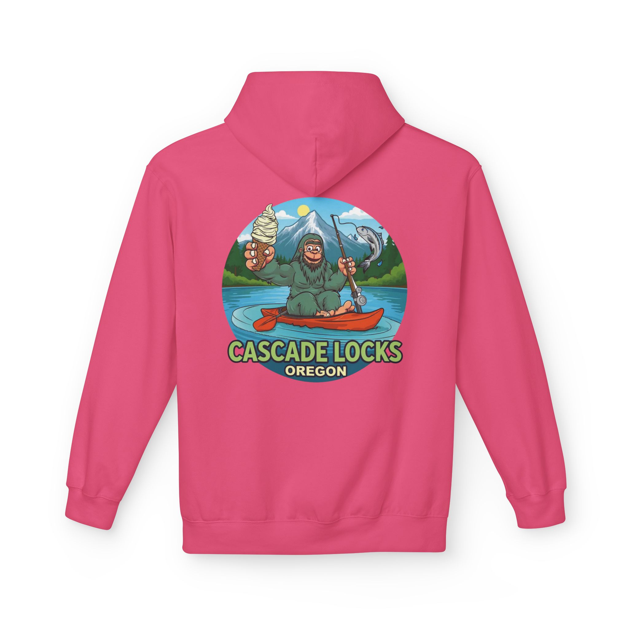 Sammy Sasquatch Cascade Locks Adventure Hoodie | Unisex Midweight Fleece | Great for Outdoor Enthusiasts, Fishing Trips, Travel, Gifts, Casual Wear - Image 50