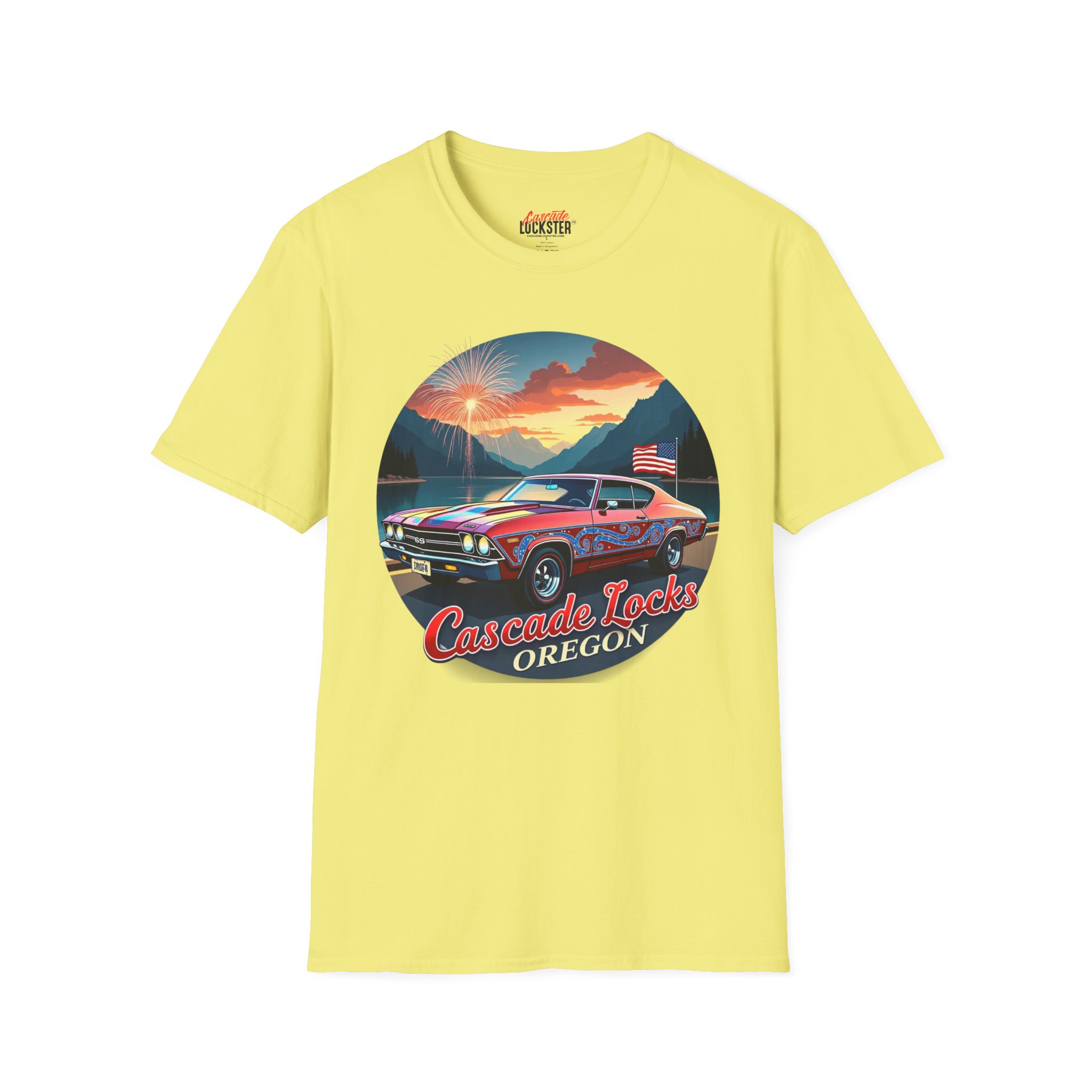 Cascade Locks Oregon 1969 Classic Muscle Car T-Shirt - Image 26