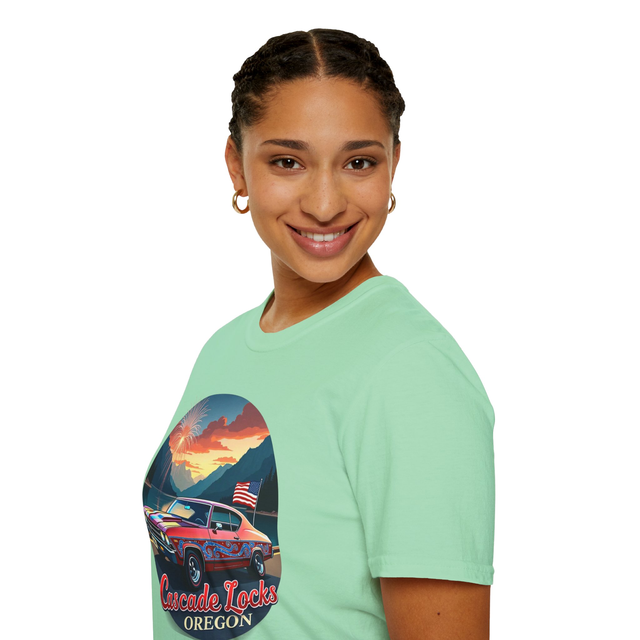 Cascade Locks Oregon 1969 Classic Muscle Car T-Shirt - Image 45
