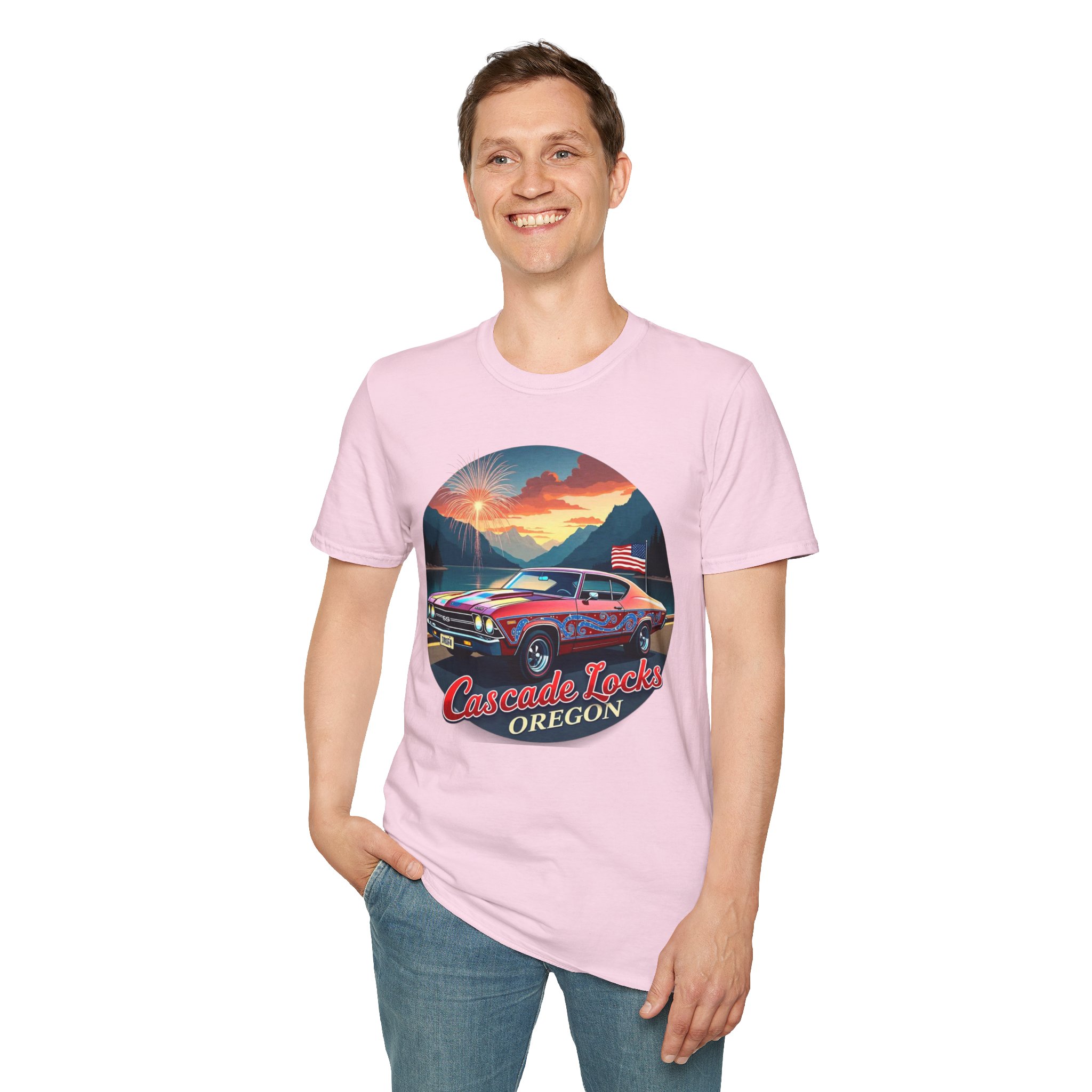 Cascade Locks Oregon 1969 Classic Muscle Car T-Shirt - Image 69