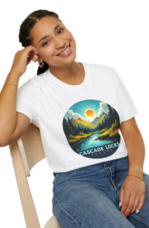 Cascade Locks Beautiful Sunlight Unisex Softstyle T-Shirt, Vintage Outdoor Tee, Nature Lover Shirt, Gift for Hikers, Classic Graphic Tee