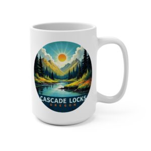 Cascade Locks Beautiful Sunlight Mug, Coffee Cup for Outdoor Lovers, Gift for Hikers, Camping Mug, Eco-Friendly Drinkware