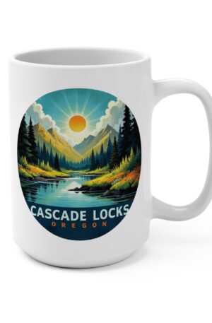 Cascade Locks Beautiful Sunlight Mug, Coffee Cup for Outdoor Lovers, Gift for Hikers, Camping Mug, Eco-Friendly Drinkware