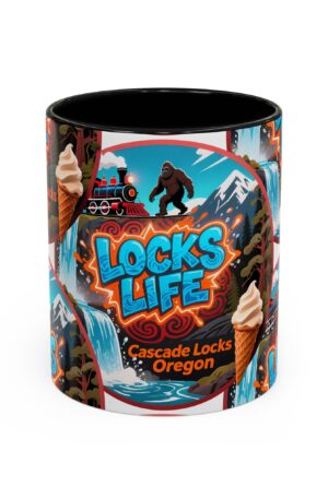 Locks Life Cascade Locks Oregon Coffee Mug – Scenic Vintage Travel Design