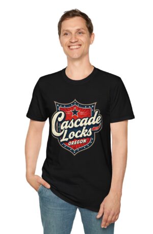 Cascade Locks Oregon Shield T‑Shirt — Vintage Outdoor Travel Tee
