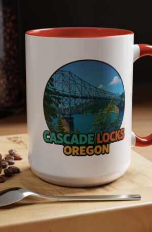 Cascade Locks Oregon Coffee Mug – Scenic Bridge Accent Mug (11/15oz)