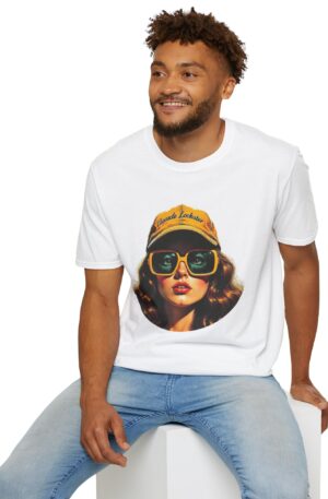 Retro Girl Graphic T-Shirt — 'Cascade Lockster' Vintage Cap & Sunglasses Design